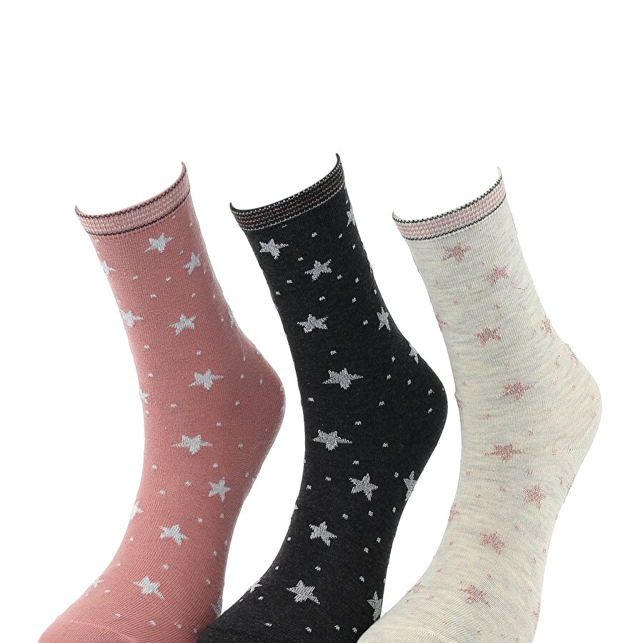 STAR SIM 3 LU SKT-W 1PR Çok Renkli Kadın Soket Çorap
