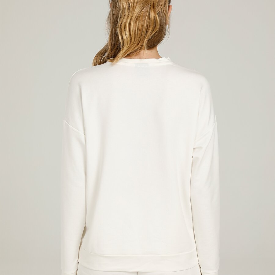 CT836 ANNA C NECK SLOGAN Ekru Kadın Sweatshirt_1