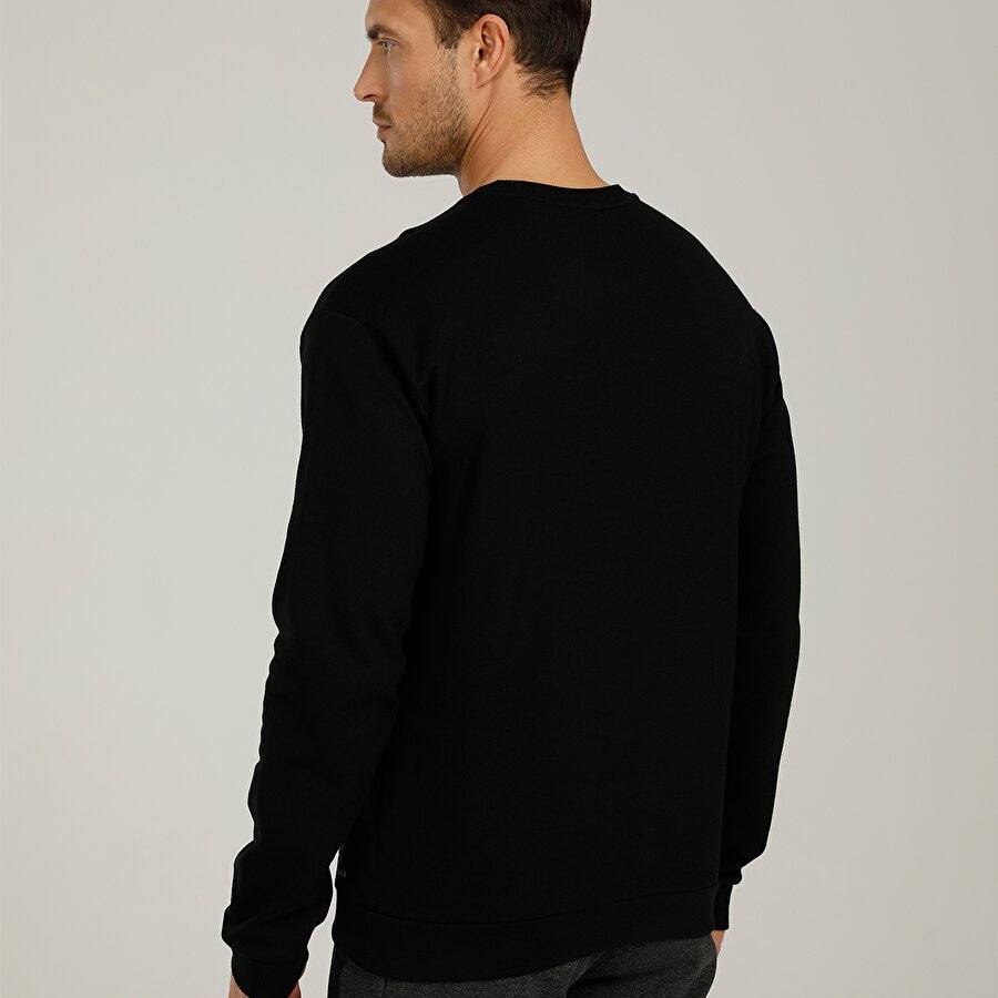 CT763 RENE SLEEVE DETAIL Siyah Erkek Sweatshirt_1