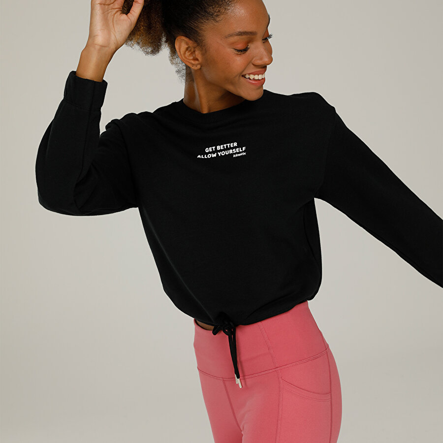 SN636 LISA GATHERED SWEAT Siyah Kadın Sweatshirt_4