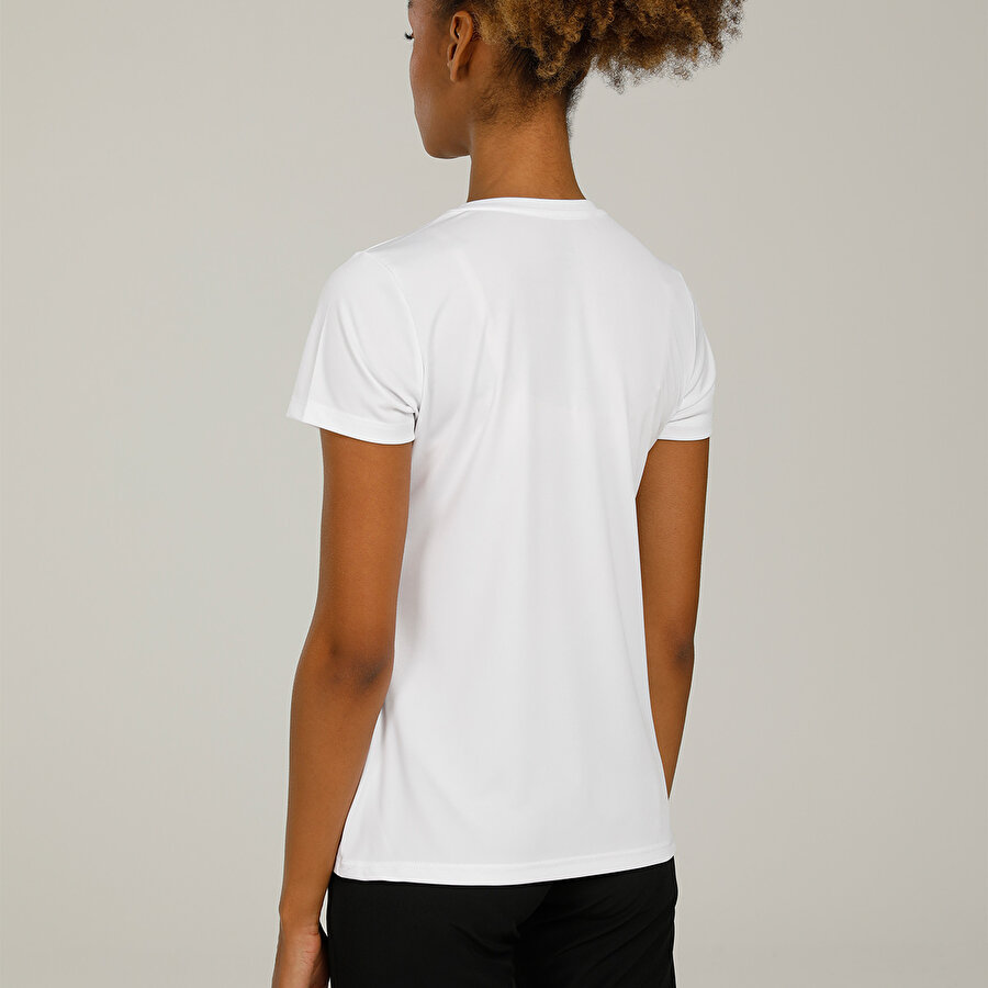 SN228 BASIC PES V NECK T- Beyaz Kadın T-Shirt_1
