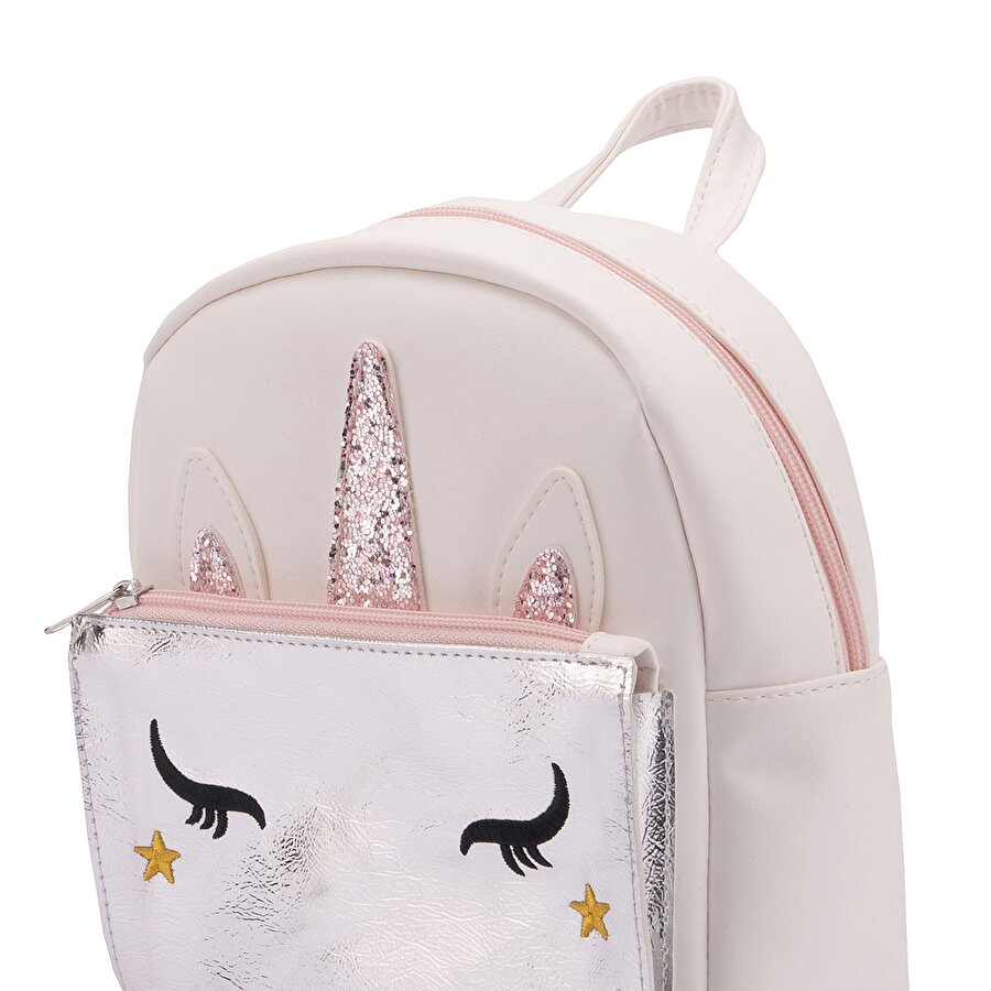 UNICORN SIRT 2FX BEYAZ GRI PEMBE Kız Çocuk Sırt Çantası_1