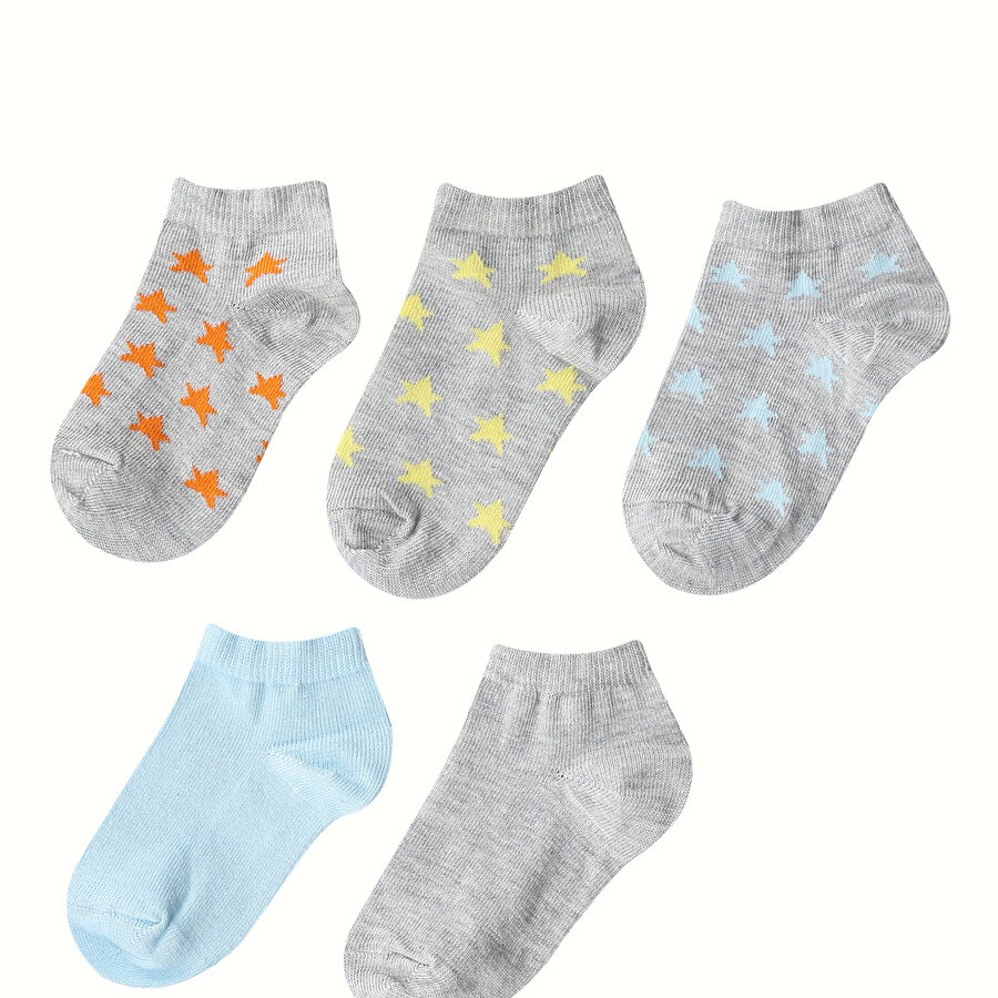STAR MIX 5 LI PTK-B 2FX A GRI MEL Erkek Çocuk 5'li Patik Çorap_0