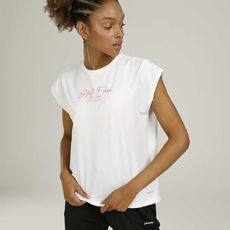 SN773 MIA SLOGAN T-SHIRT Beyaz Kadın Kısa Kol T-Shirt_1