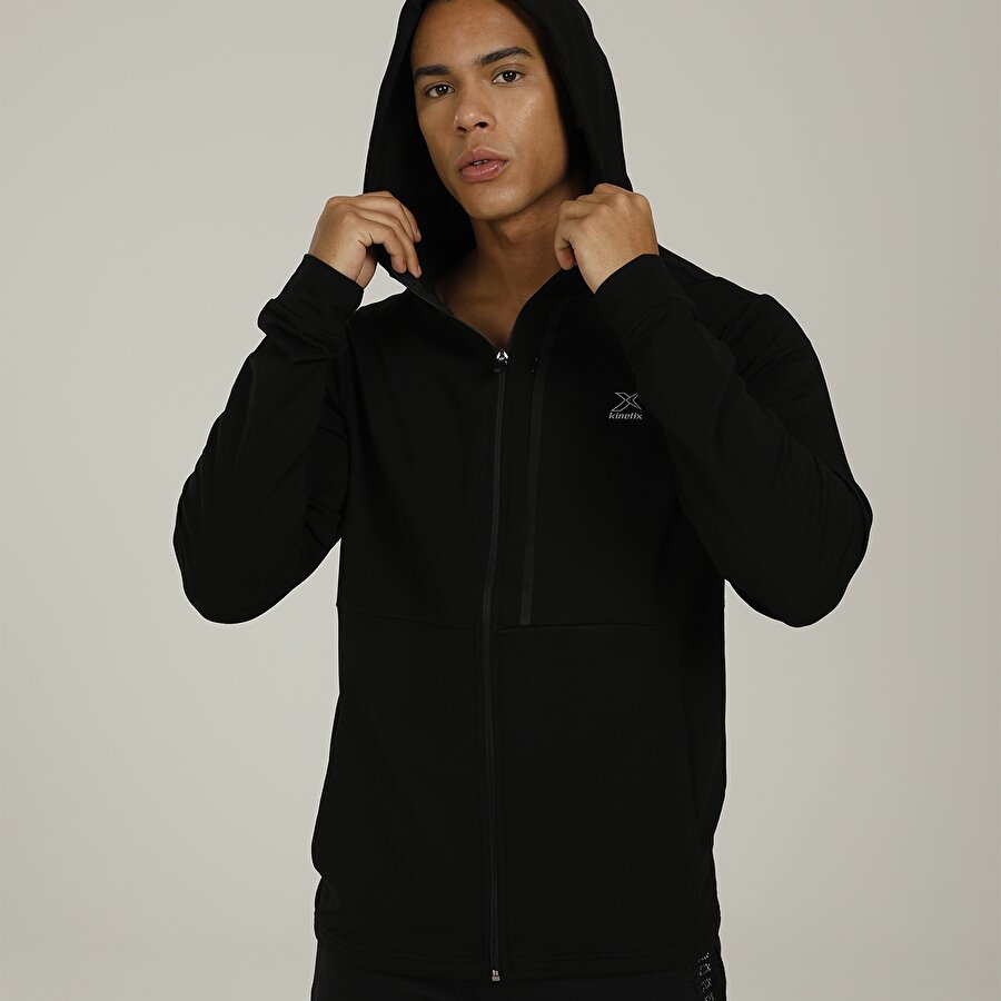SN1013 BRUNO FULL ZIP HOO Siyah Erkek Eşofman Üstü_0
