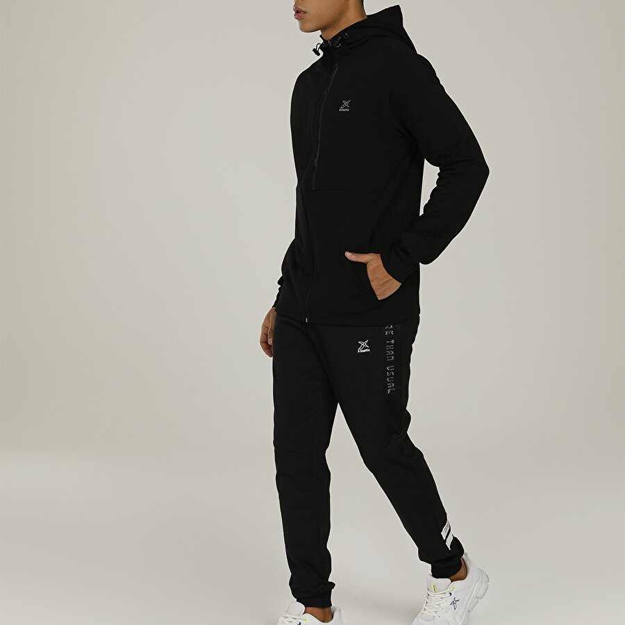 SN1013 BRUNO FULL ZIP HOO Siyah Erkek Eşofman Üstü_2