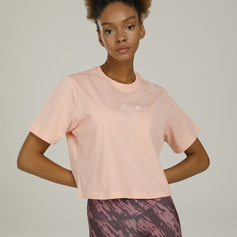 SN826 LISA SLOGAN DETAILE Somon Kadın T-Shirt_0
