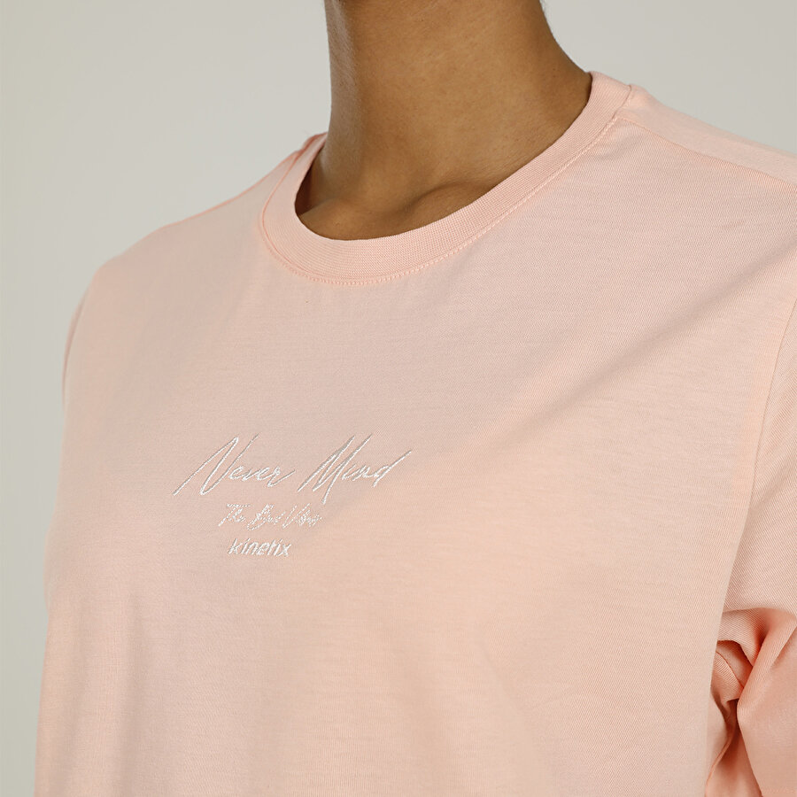 SN826 LISA SLOGAN DETAILE Somon Kadın T-Shirt_3