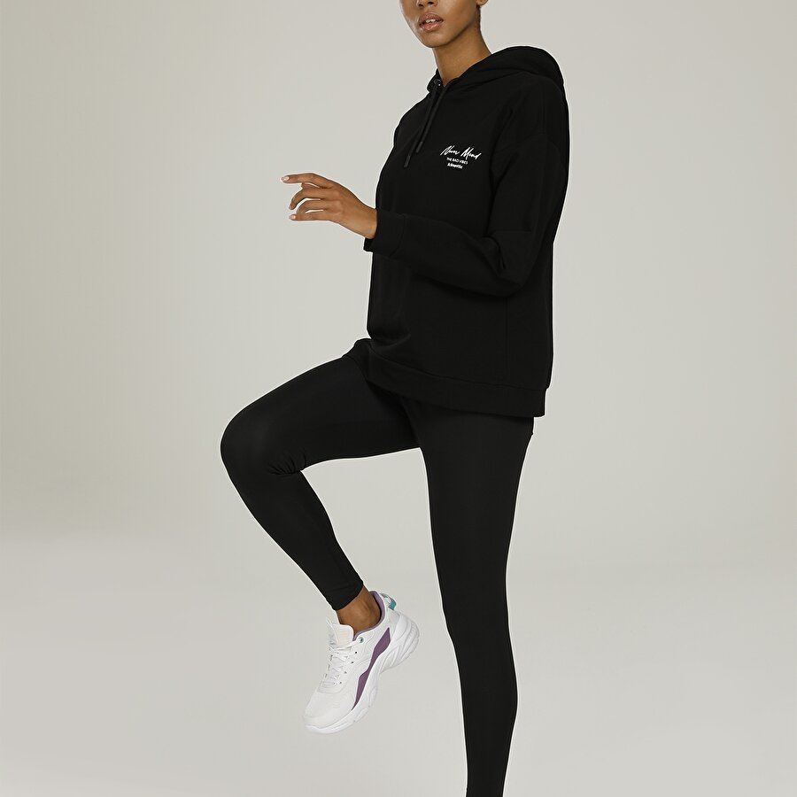 SN835 MONA PRINTED DETAIL Siyah Kadın Sweatshirt_2