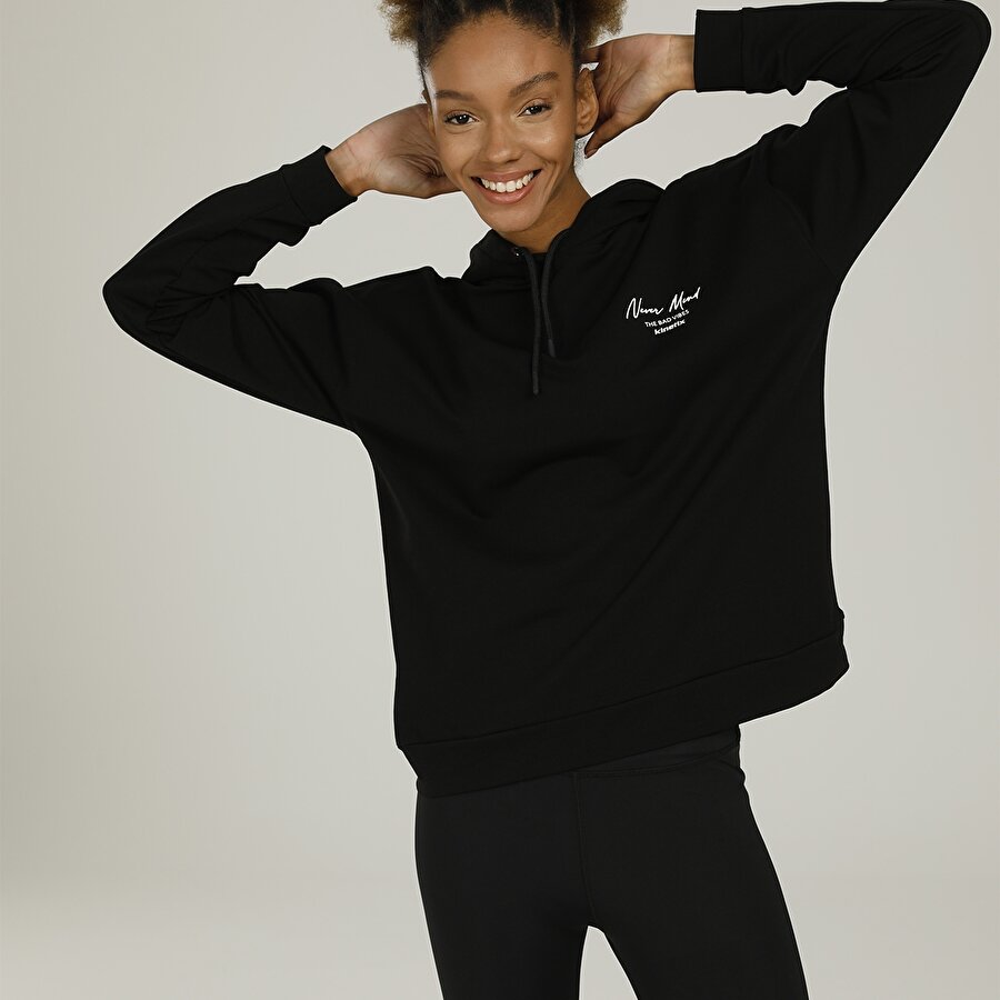 SN835 MONA PRINTED DETAIL Siyah Kadın Sweatshirt_4