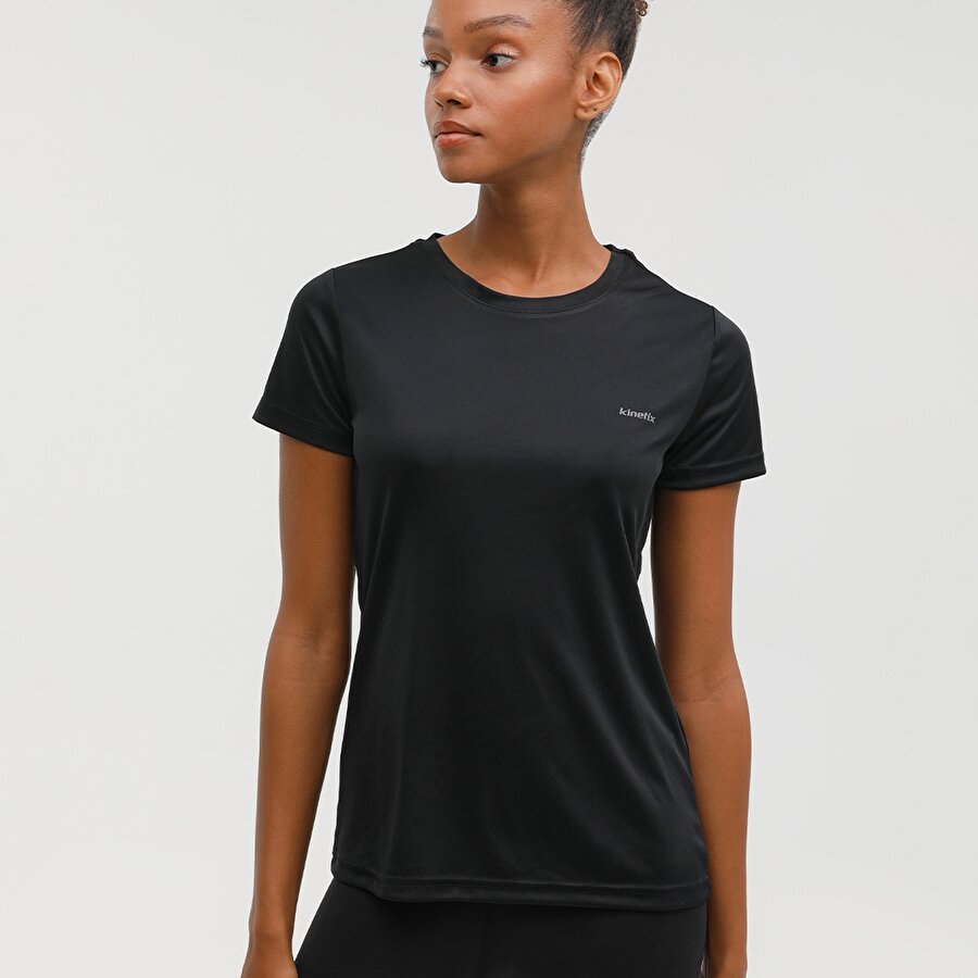 W-SN230 BASIC PES C NECK Siyah Kadın Kısa Kol T-Shirt_4