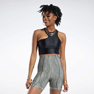 RBK Cardi B Crop Siyah Kadın Atlet