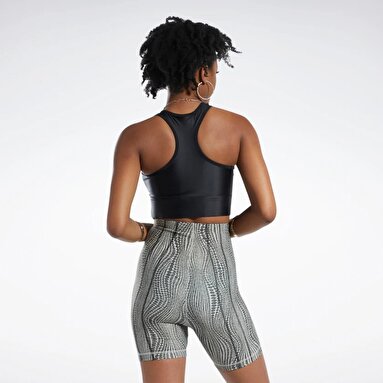 RBK Cardi B Crop Siyah Kadın Atlet