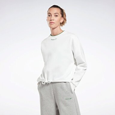 RIE FLEECE Crew Beyaz Kadın Sweatshirt