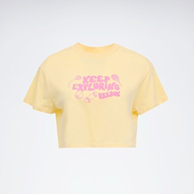CHECK CROP TEE Sarı Kadın Kısa Kol T-Shirt