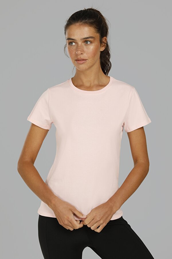 CT129 BASIC C NECK T-SHIR Pembe Kadın Kısa Kol T-Shirt