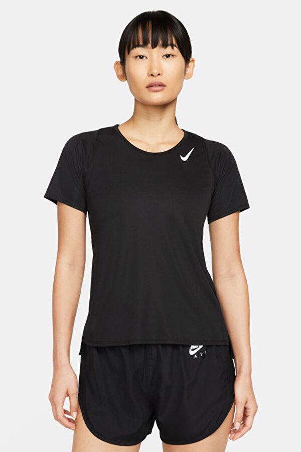 W NK DF RACE TOP SS Siyah Kadın Kısa Kol T-Shirt