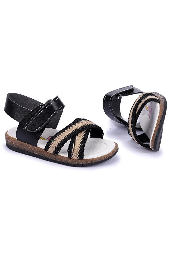 Kiko Şb 2687-91 Orto pedik Kız Çocuk Bebe Sandalet Terlik Siyah