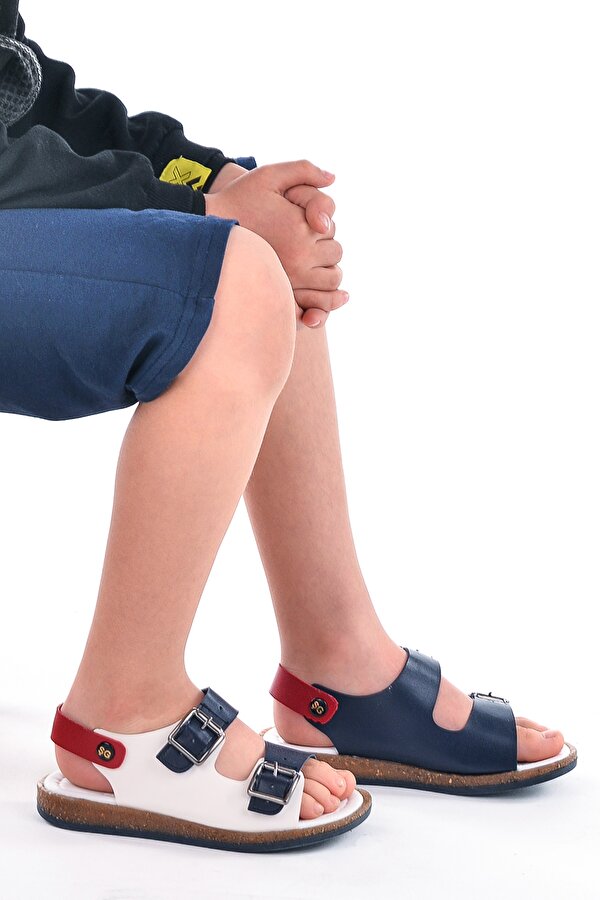Erkek Çocuk Sandalet Şb 2330-39 Beyaz Lacivert Kırmızı