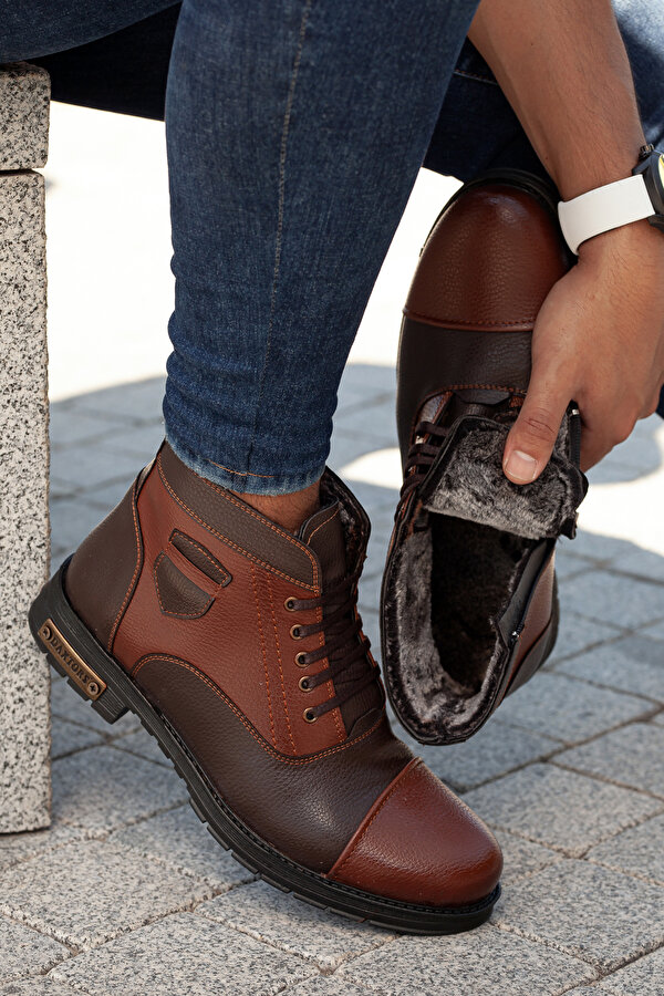 D0401 Unisex Taban Dahil Komple Kürklü  Kışlık Kar Botu_Taba
