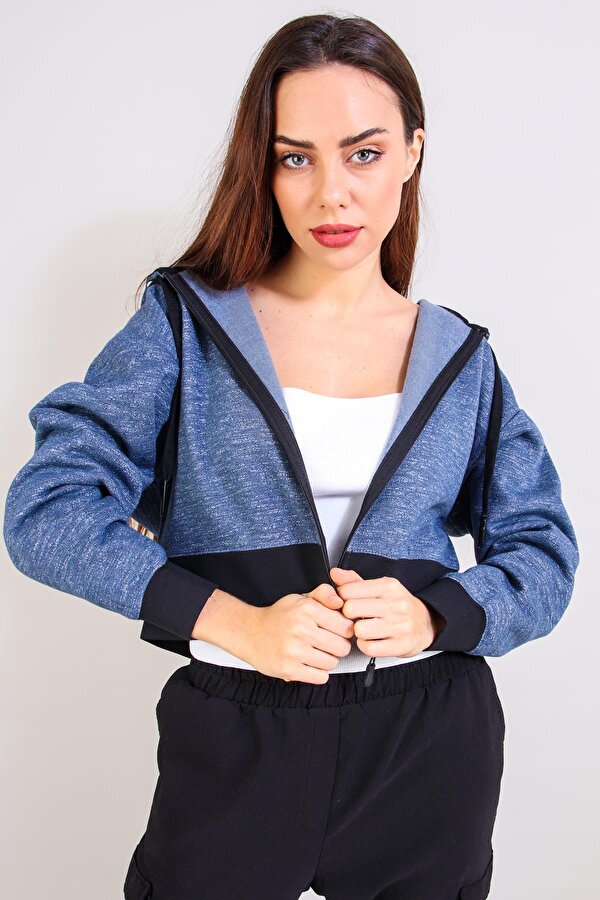 ALEXANDERGARDI CROP KAPÜŞONLU HIRKA, İNDİGO (B20-501301)