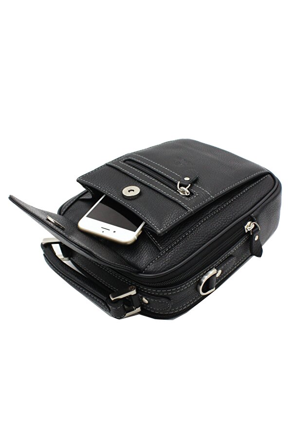 DERİ 305  HAKİKİ DERİ ERKEK EL VE OMUZ ASKILI ÇANTA SİYAH