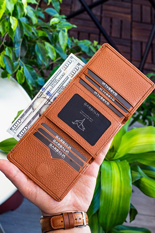 Western % 100 Hakiki Deri Mıknatıs Kapaklı Cüzdan Taba