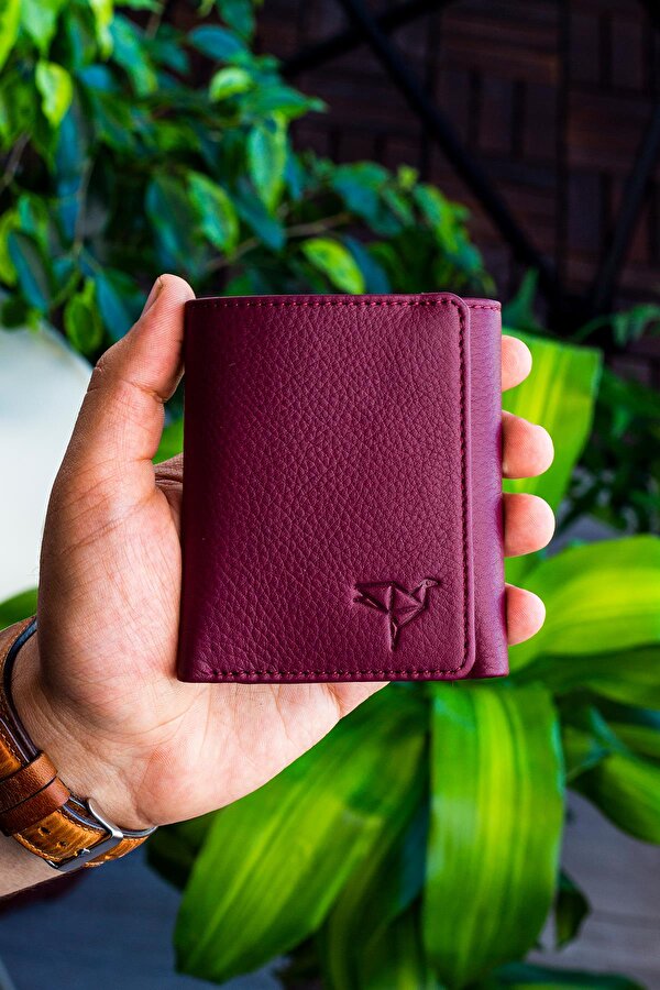 Western % 100 Hakiki Deri Mıknatıs Kapaklı Cüzdan Bordo