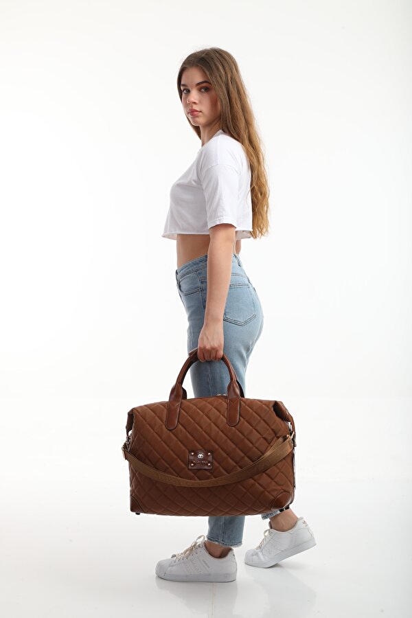 MİAMİ POLO 1203 Büyük Boy Nakışlı Valiz  Seyahat tatil bavulu TABA-TABA