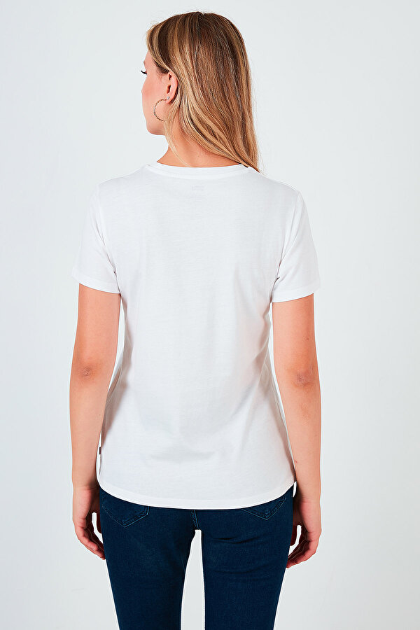 Bayan T Shirt 17369-1313 BEYAZ