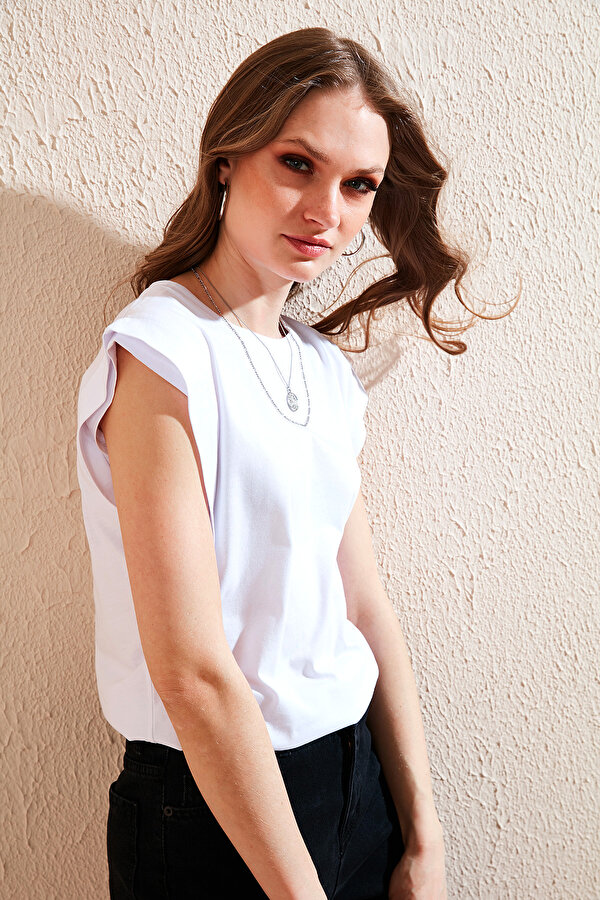 Bayan T Shirt 5864019 BEYAZ