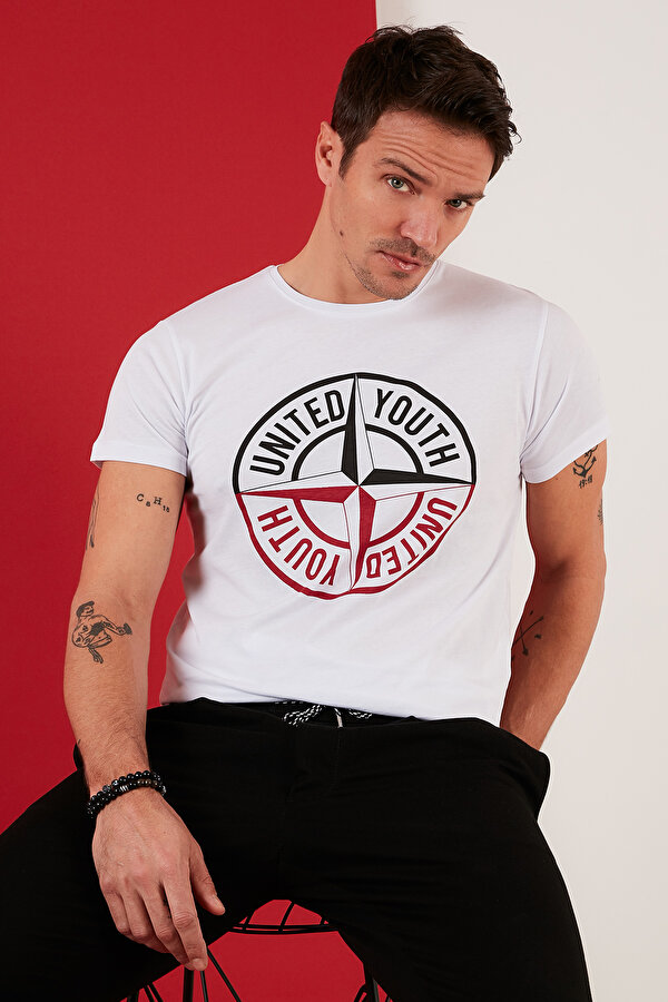 Erkek T Shirt 541PUSULA BEYAZ