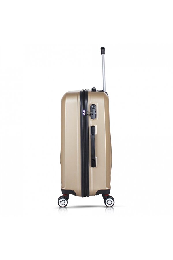 Diamond Abs Orta ve Makyaj Boy Gold 2 li Valiz Seti