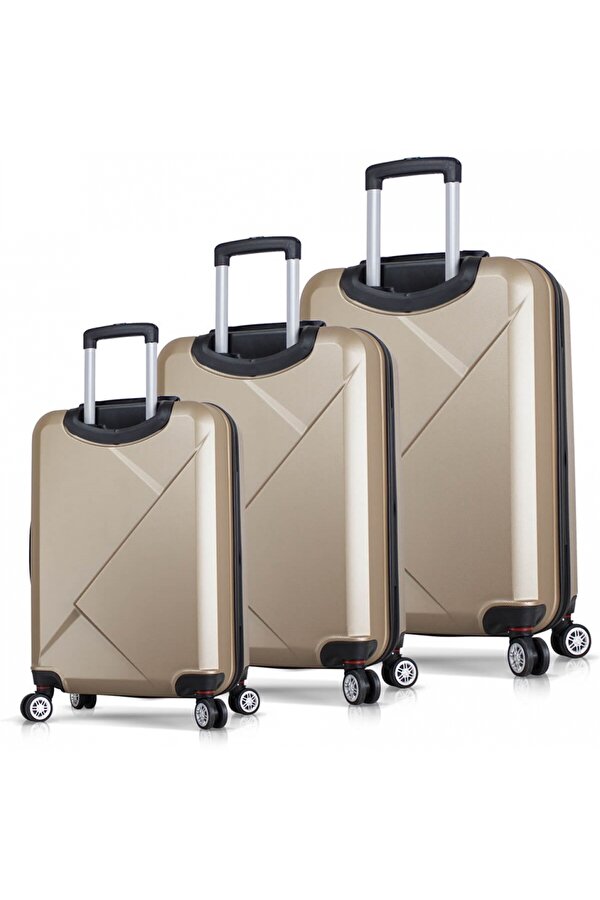 Diamond Abs Kabin Orta ve Büyük Boy Gold 3 lü Valiz Seti