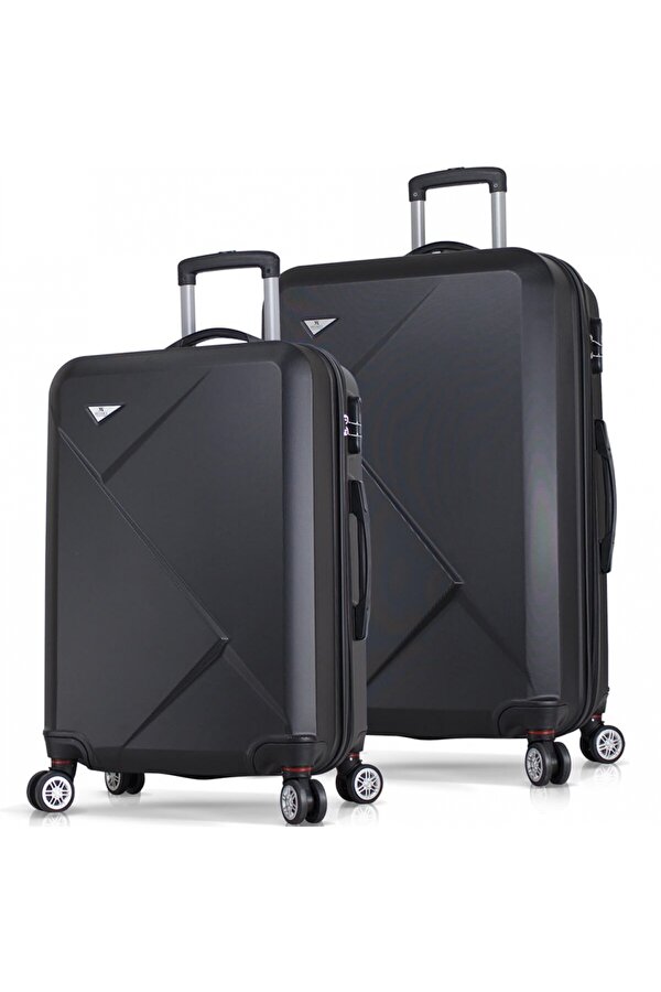 Diamond Abs Orta ve Büyük Boy Siyah 2 li Valiz Seti
