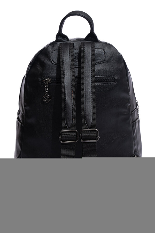 MEGA-621 yıkama deri kadın sırt çantası SİYAH