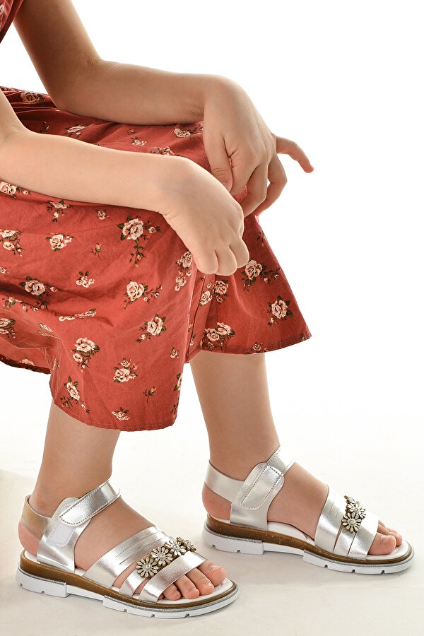 Kiko Şb 2450-58  Kız Çocuk Sandalet Terlik Gümüş