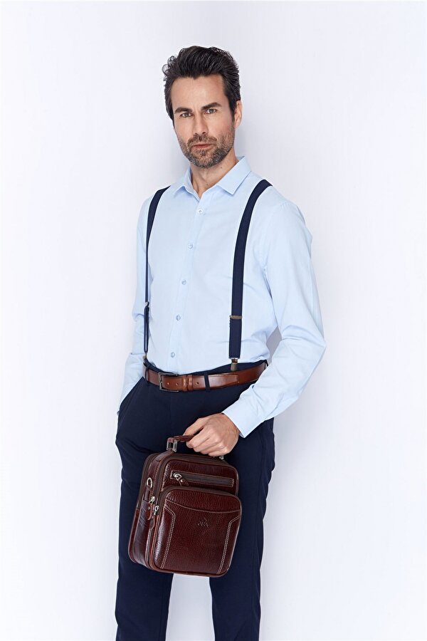 DERİ 306 HAKİKİ DERİ ERKEK EL VE OMUZ ASKILI ÇANTA KAHVERENGİ