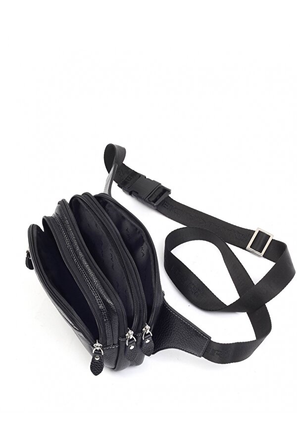 DERİ 113 HAKİKİ DERİ ERKEK BEL ÇANTASI SİYAH