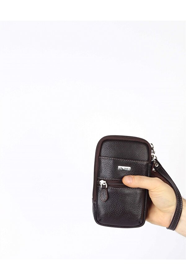 DERİ 345 HAKİKİ DERİ TELEFONLUK KAHVE