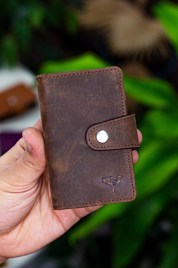 Adanus Hakiki Deri Akordiyon Kartlık Siyah