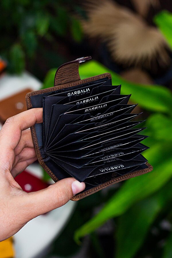 Adanus Hakiki Deri Akordiyon Kartlık Siyah