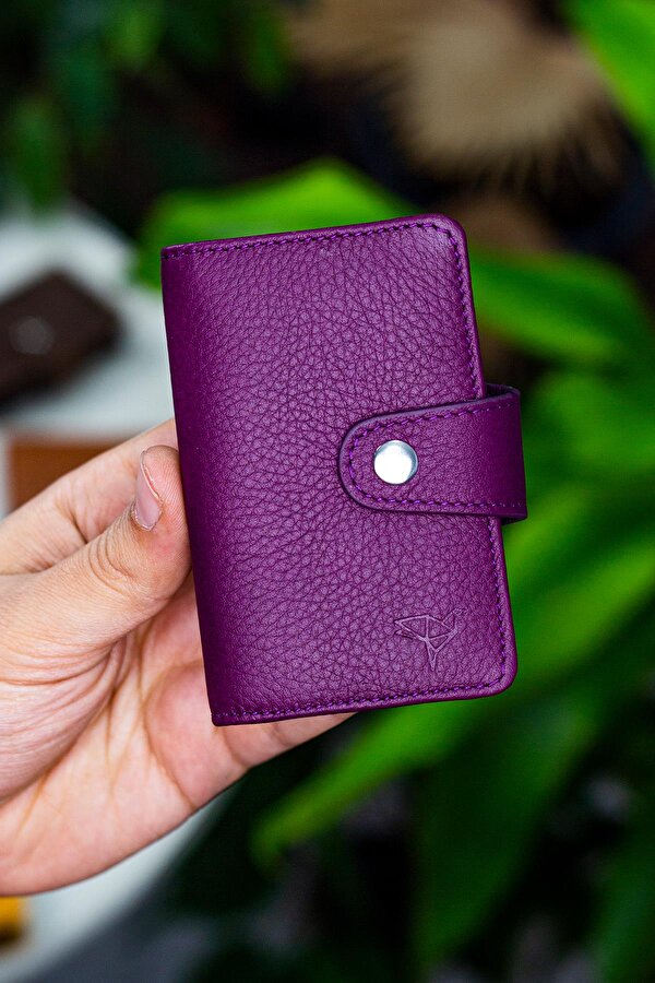 Adanus Hakiki Deri Akordiyon Kartlık Siyah