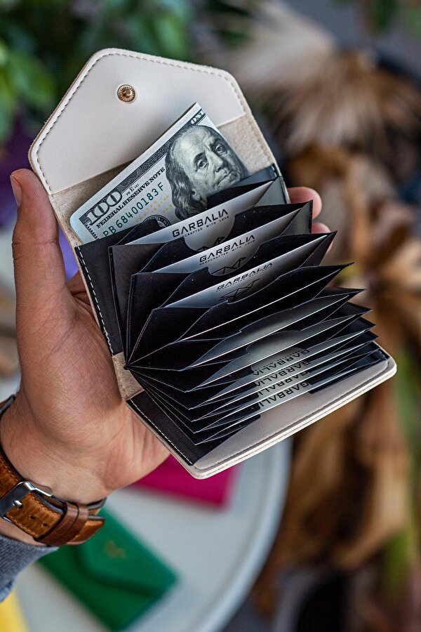 Lviv Vegan Deri Akordiyon Kartlık Antrasit