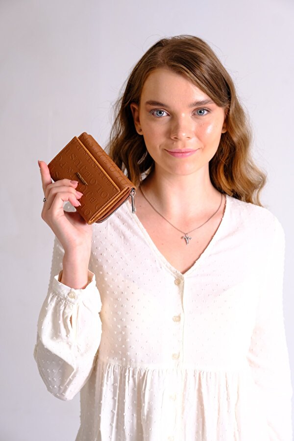 Kadın Mıknatıs Kapaklı Fermuarlı Mini Cüzdan PBU1002