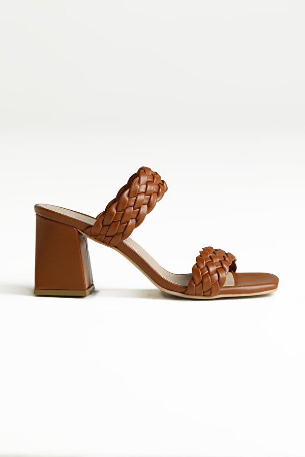 21S-161 2FX Taba Kadın Topuklu Terlik