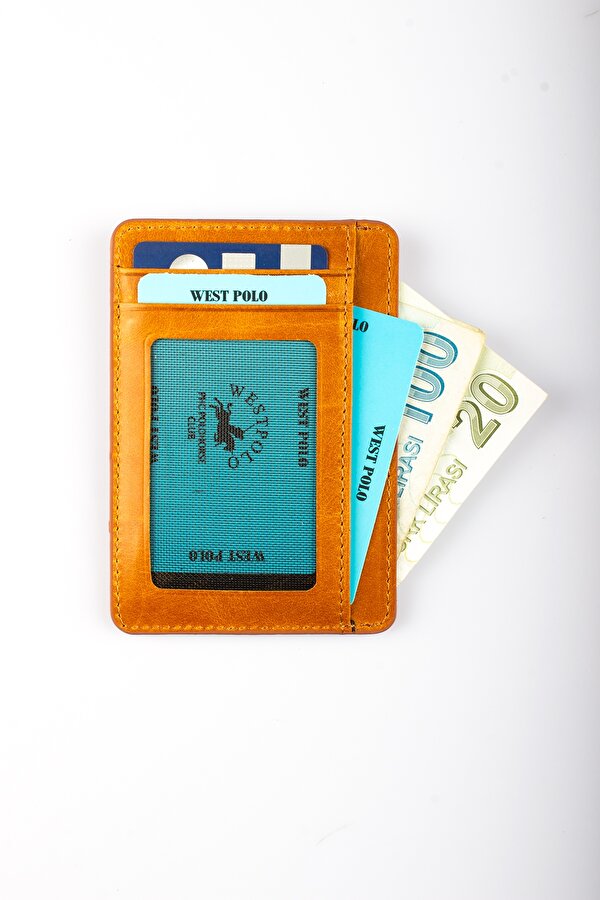 WEST POLO 358C ESKİTME HAKİKİ DERİ  KARTLIK CÜZDAN CAMEL