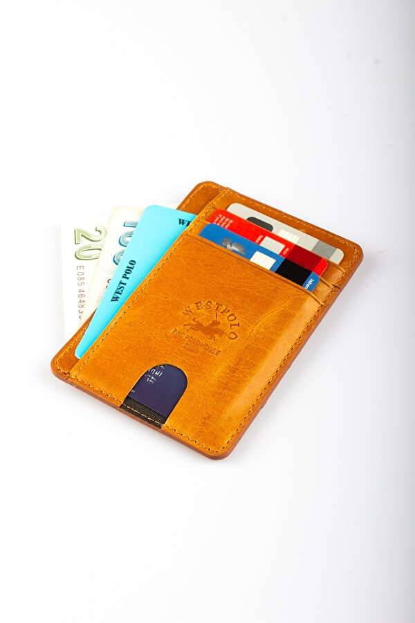 WEST POLO 358C ESKİTME HAKİKİ DERİ  KARTLIK CÜZDAN CAMEL