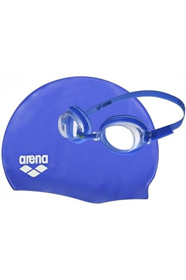 Pool Jr Set Çocuk Yüzücü Bone ve Gözlük Mavi 9242370
