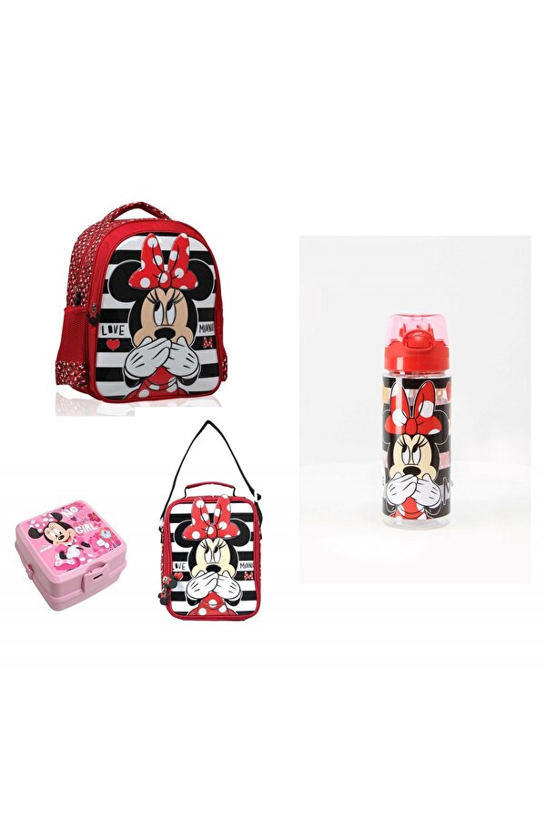 Minnie Mouse Ilkokul Çantası Beslenme Çantası ,Beslenme Kabı,Matara